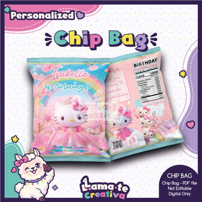 Hello Kitty 3D Party Pack | Chip Bag, Bottle Label & Juice Pouch | Personalized - Image 2
