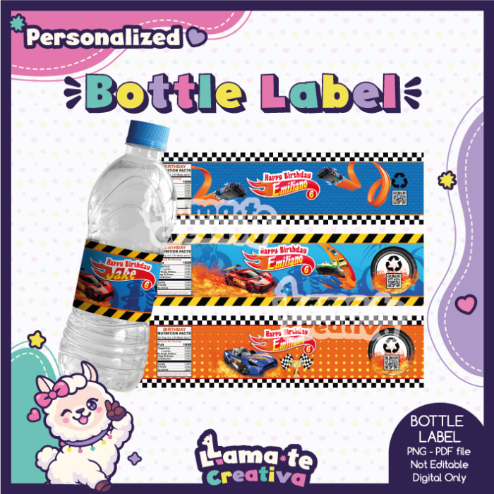 Hot Wheels Party Pack | Chip Bag, Bottle Label & Juice Pouch | Personalized - Image 4