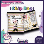 Minnie Mouse Gold Chip Bag | Printable Birthday Party Favor