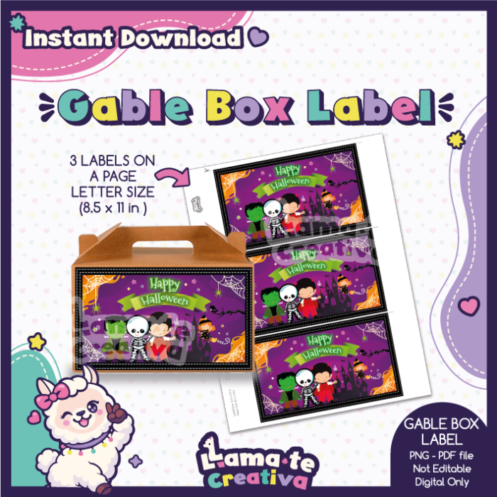 Monsters Halloween Gable Box Label | Printable | Instant Download - Image 2