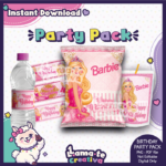 Barbie Party Pack | Chip Bag, Bottle Label & Juice Pouch