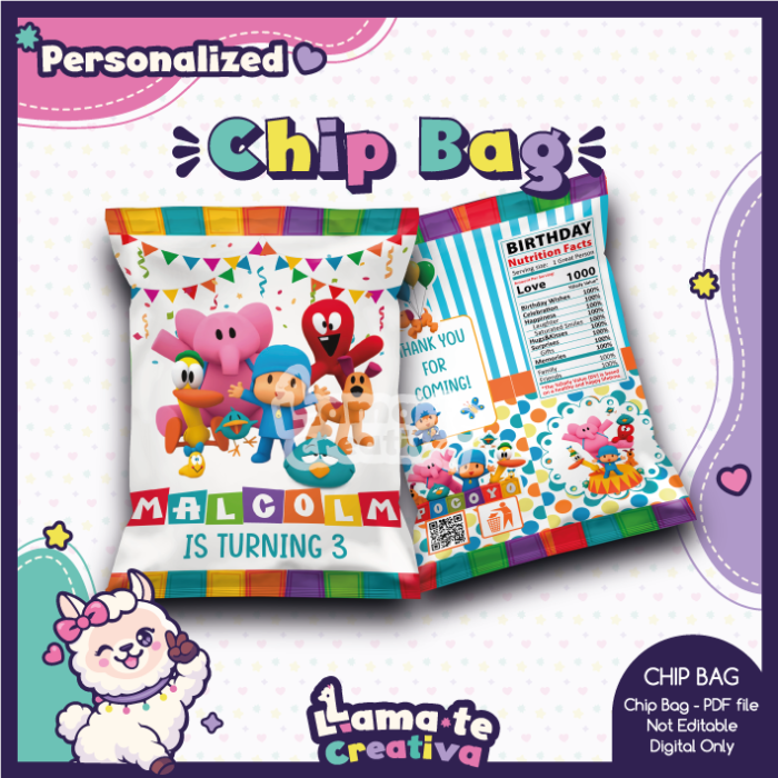 Pocoyo Party Pack | Chip Bag, Bottle Label & Juice Pouch | Personalized - Image 2