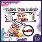 Red Racing Car Snack Can Label | Personalized Birthday Party Favor