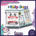 Racing Car Chip Bag | Printable Birthday Party Favor | Instant Download