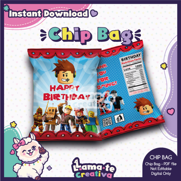 Roblox Party Pack | Chip Bag, Bottle Label & Juice Pouch - Image 2