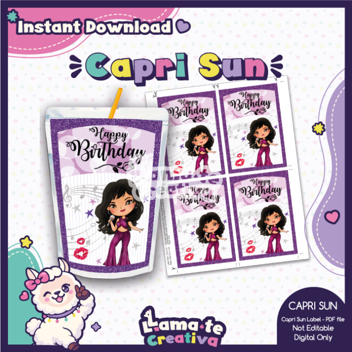 Selena Quintanilla Party Pack | Chip Bag, Bottle Label & Juice Pouch - Image 3