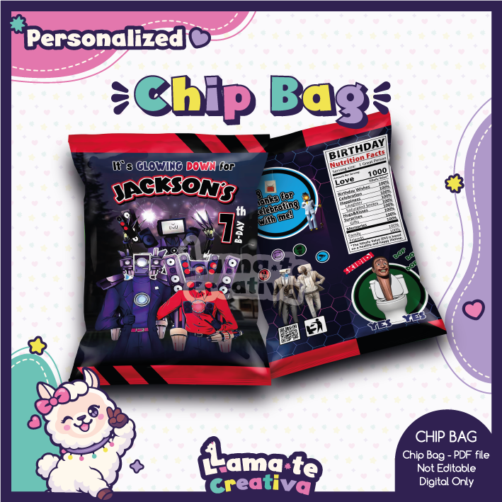 PORTADA-SKIBIDI Skibidi Toilet Chip Bag | Personalized Birthday Party Favor - Image 1