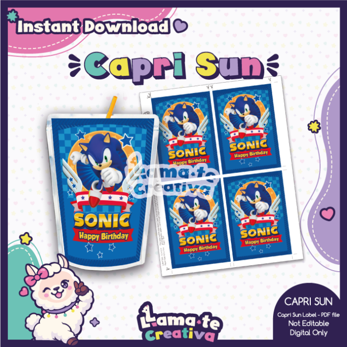Sonic Party Pack | Chip Bag, Bottle Label & Juice Pouch - Image 3