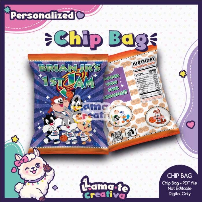 Space Jam Party Pack | Chip Bag, Bottle Label & Juice Pouch | Personalized - Image 2