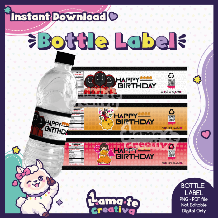 Squid Game Party Pack | Chip Bag, Bottle Label & Juice Pouch - Image 4