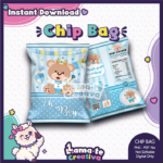 Teddy Bear Chip Bag, Baby Shower Boy Chip Bags, Instant Download, not editable