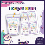 Unicorn Capri Sun Label | Printable Birthday Party Favor