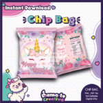 Unicorn Floral Chip Bag | Printable Birthday Party Favor | Instant Download