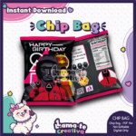 Squid Game Soldier Mask Chip Bag | Printable Birthday Party Favor