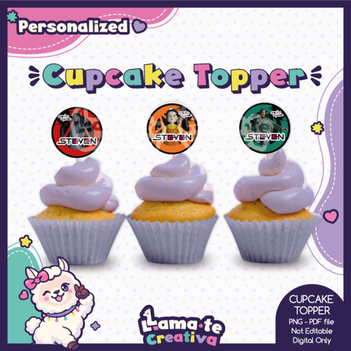 Squid Game Cupcake Toppers | Personalized Birthday Party Favor - Image 2