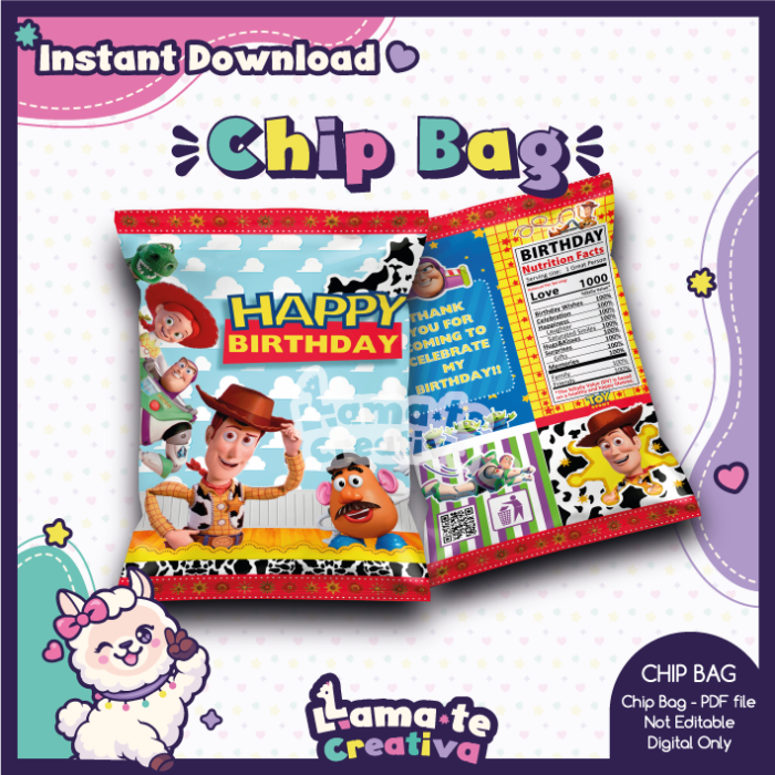 Toy story Party Pack | Chip Bag, Bottle Label & Juice Pouch | Instant Download - Image 2