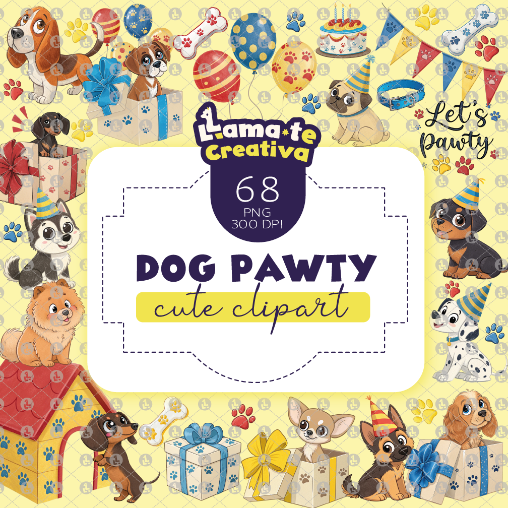 1 Cute Dogs Clipart Bundle | Printable Party Clipart - Image 1