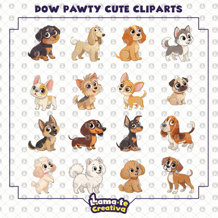 Cute Dogs Clipart Bundle | Printable Party Clipart - Image 2