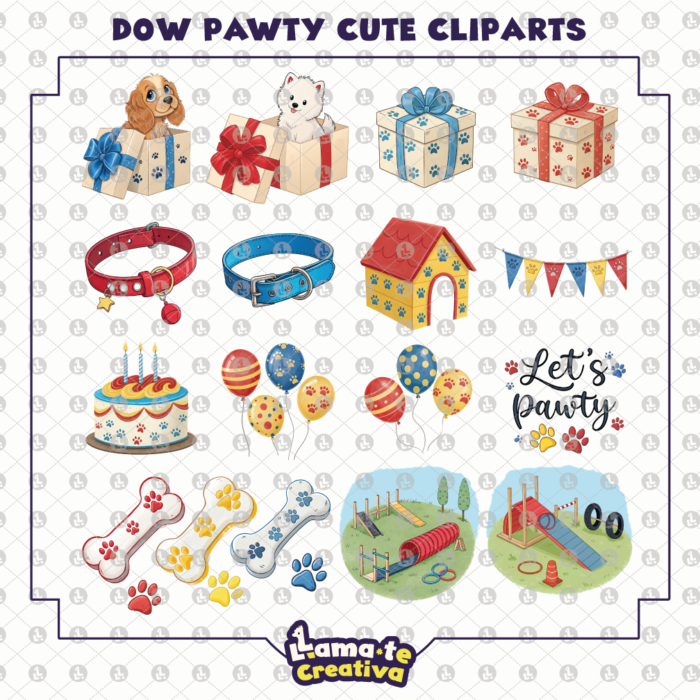 Cute Dogs Clipart Bundle | Printable Party Clipart - Image 5