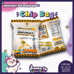 Boys Construction Chip Bag | Printable Birthday Party Favor | Instant Download