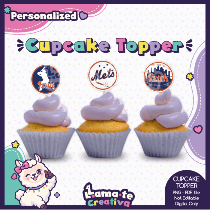 Mets Cupcake Toppers | Printable Party Favor | Instant Download - Image 2