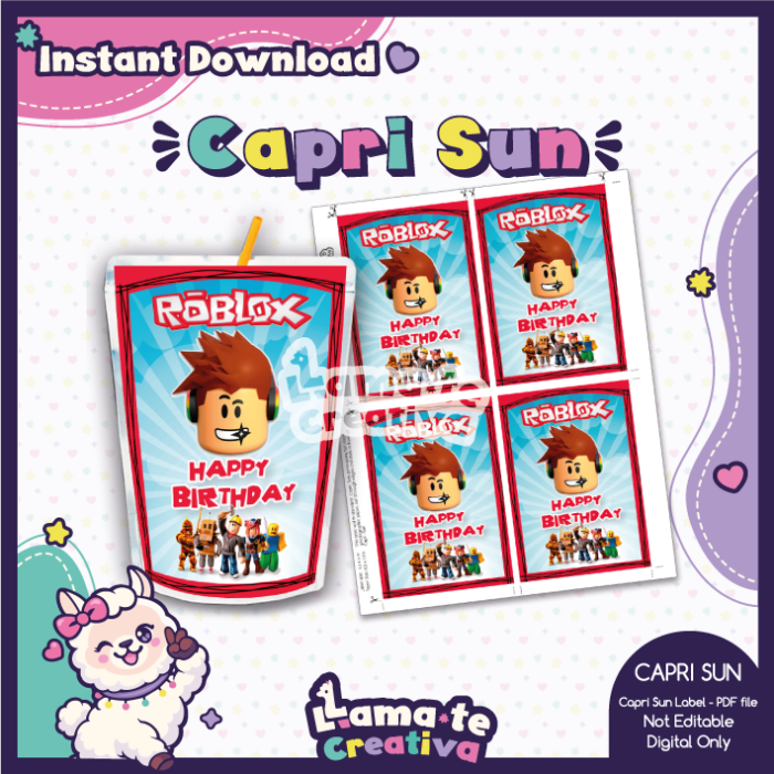 Roblox Party Pack | Chip Bag, Bottle Label & Juice Pouch - Image 3