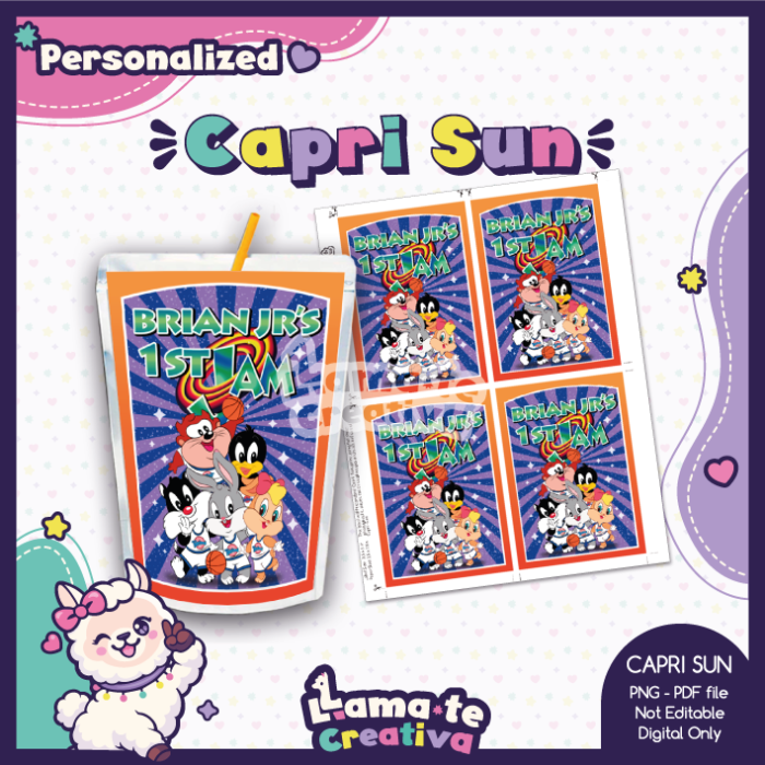 Space Jam Party Pack | Chip Bag, Bottle Label & Juice Pouch | Personalized - Image 3