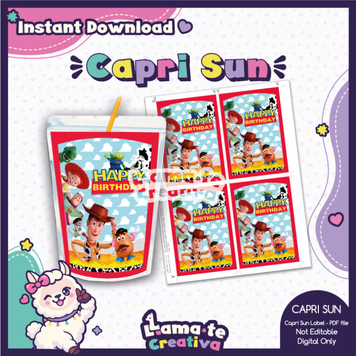 Toy story Party Pack | Chip Bag, Bottle Label & Juice Pouch | Instant Download - Image 3