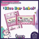 Hello Kitty Rice Bar Label | Printable Birthday Party Favor | Instant Download