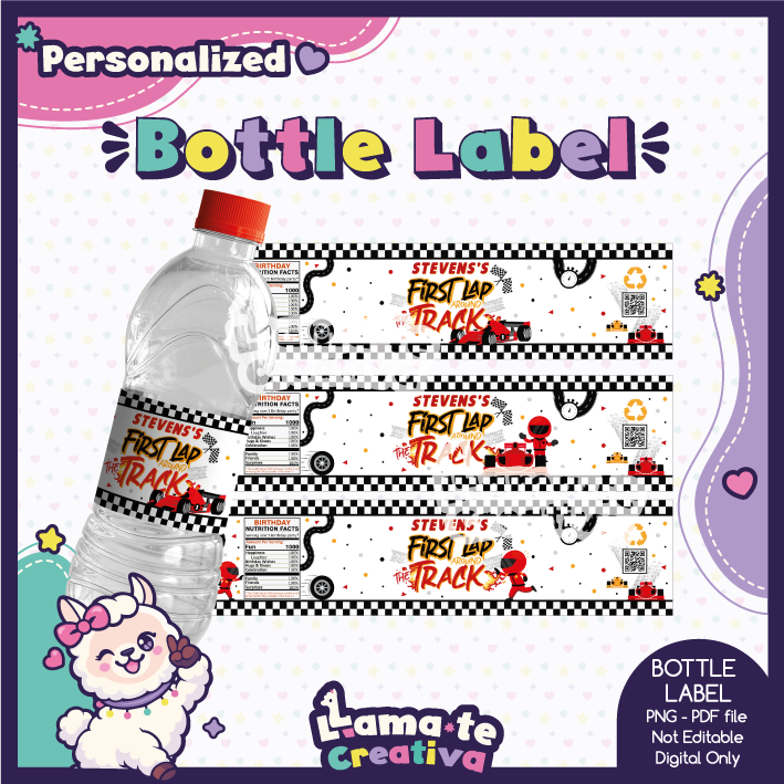 PORTADA-RACING-RED-CAR Red Racing Car Bottle Label | Printable Party Favor - Image 1