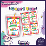 Rainbow Paint Capri Sun Label | Personalized Birthday Party Favor