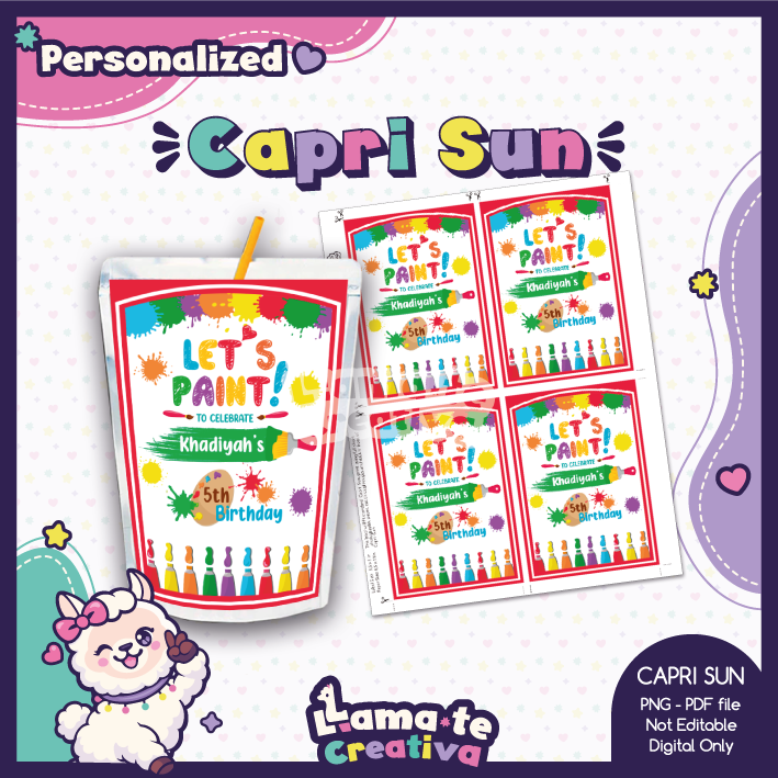 PORTADA-RAINBOW-PAINT Rainbow Paint Capri Sun Label | Personalized Birthday Party Favor - Image 1