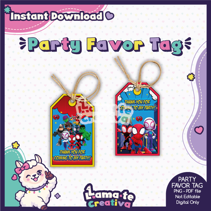 PORTADA-SPIDEY-PARTY-TAG Spidey Birthday Party Favor Tags | Printable | Instant Download - Image 1