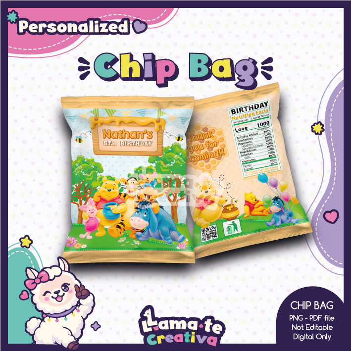 PORTADA-WINNIE-POOH-CHIP-BAG Winnie The Pooh Chip Bag | Printable Birthday Party Favor - Image 1